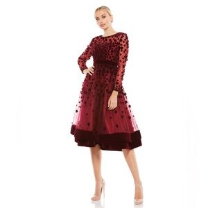 Mac Duggal 67007 Size 10 EMBELLISHED ILLUSION HIGH NECK LONG SLEEVE FIT & FLARE